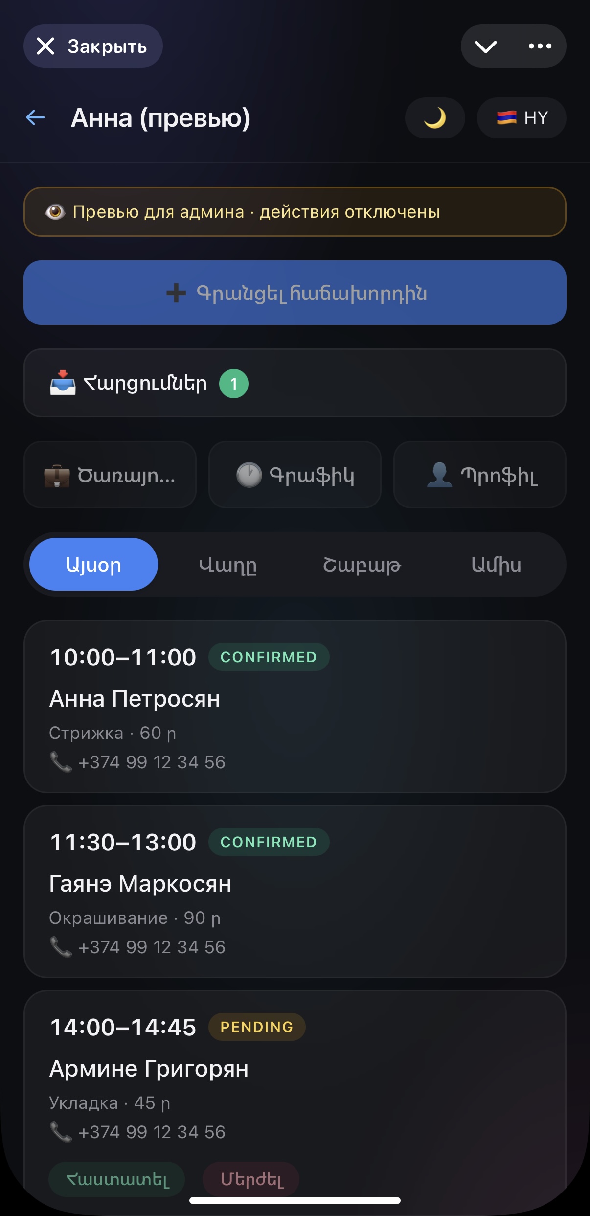 Master dashboard